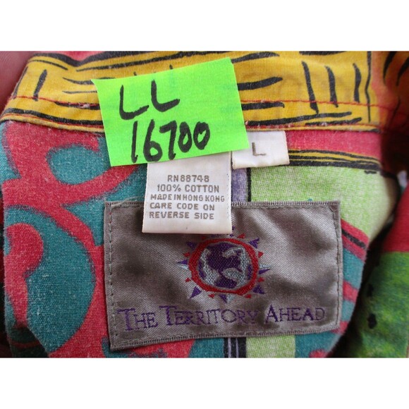 Territory Ahead Shirt Men Large L All Over Graphic Print Cotton Button Up 90s - Picture 11 of 11